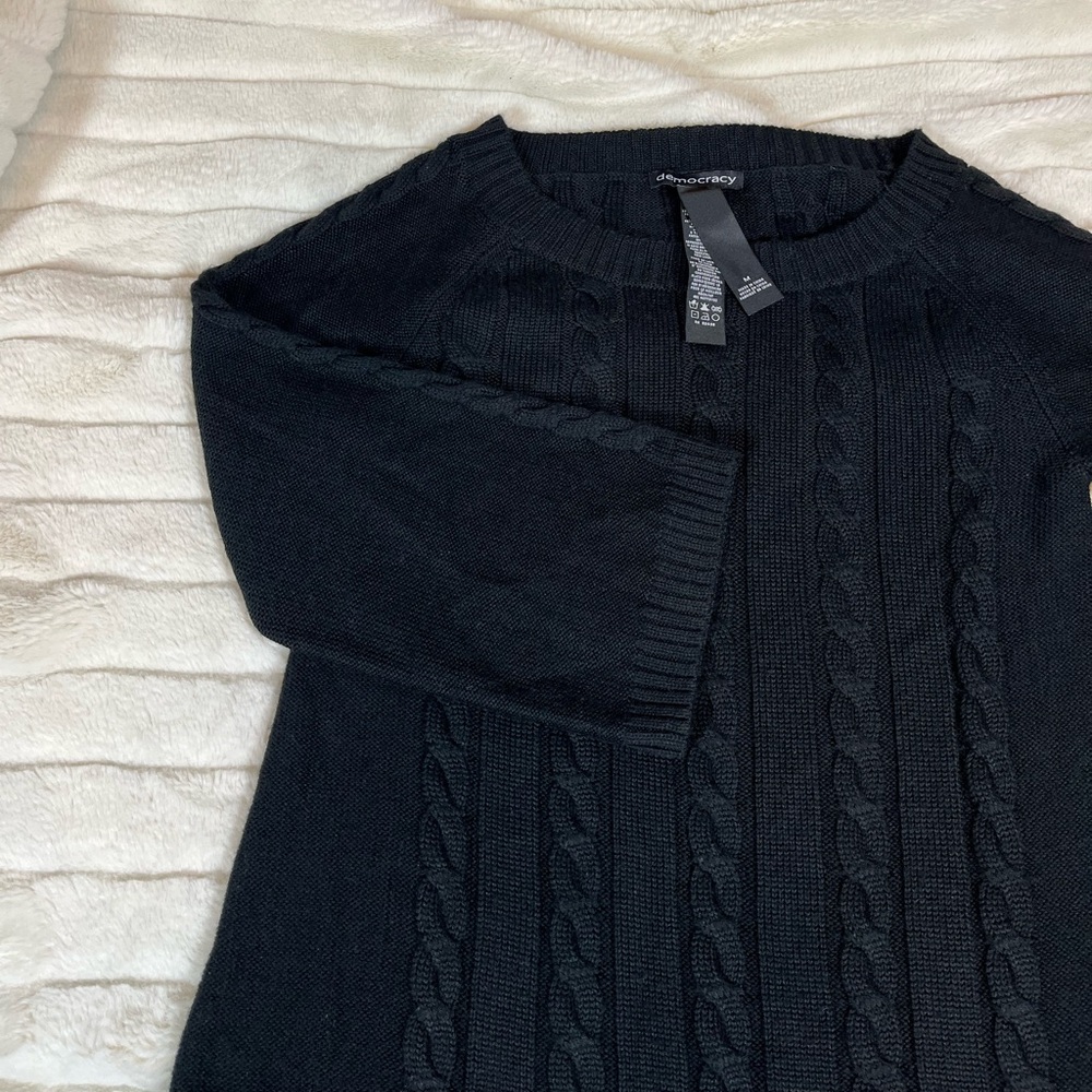Democracy Women’s M Fall Winter Cable Knit Tunic A Line Sweater Dress Preppy NYC